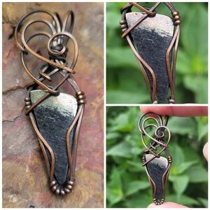 Apache Gold Cabochon Pendant Necklace Wirewrap Handmade